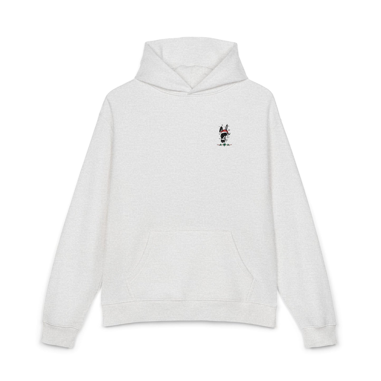 Minimal Bunny Embroidered Hoodie — Relaxed White Casual Pullover