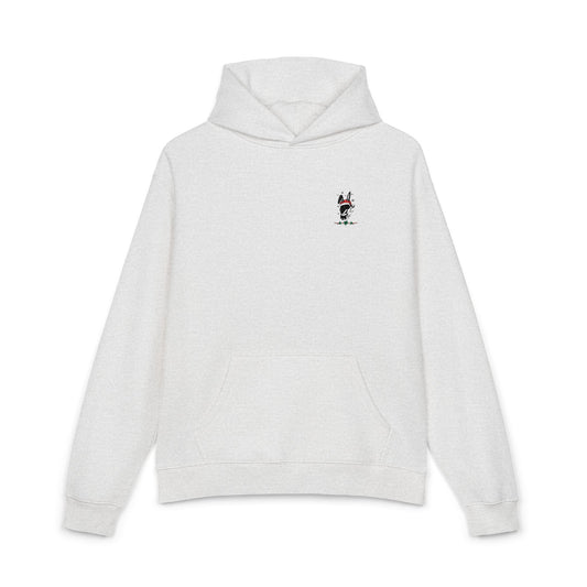 Minimal Bunny Embroidered Hoodie — Relaxed White Casual Pullover