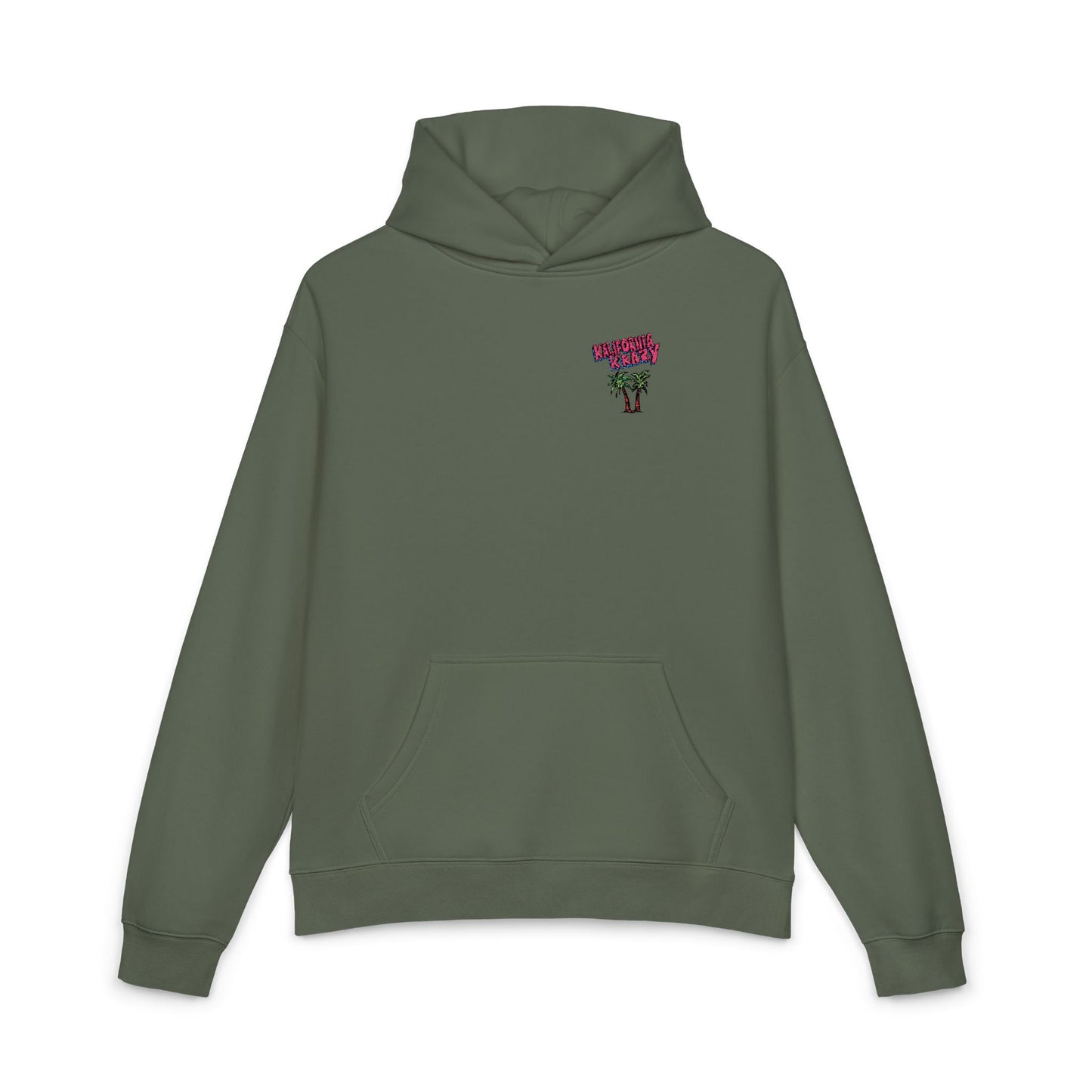 Relaxed Hoodie — Pink Floral Heart Chest Logo Hoodie
