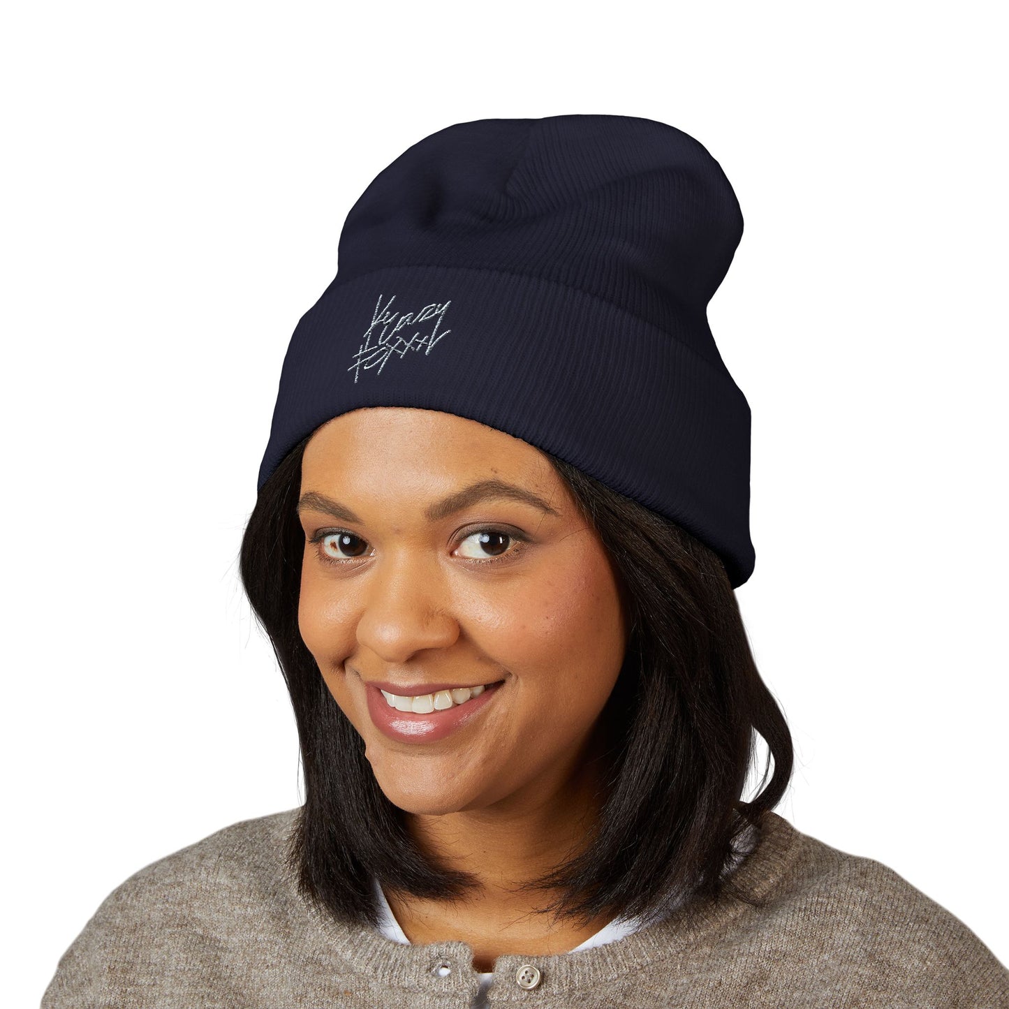 Pink Embroidered Beanie Hat, Cozy Knit Cap, Winter Accessory, Gift for Her, Cute Beanie for Teens, Stylish Cold Weather Wear