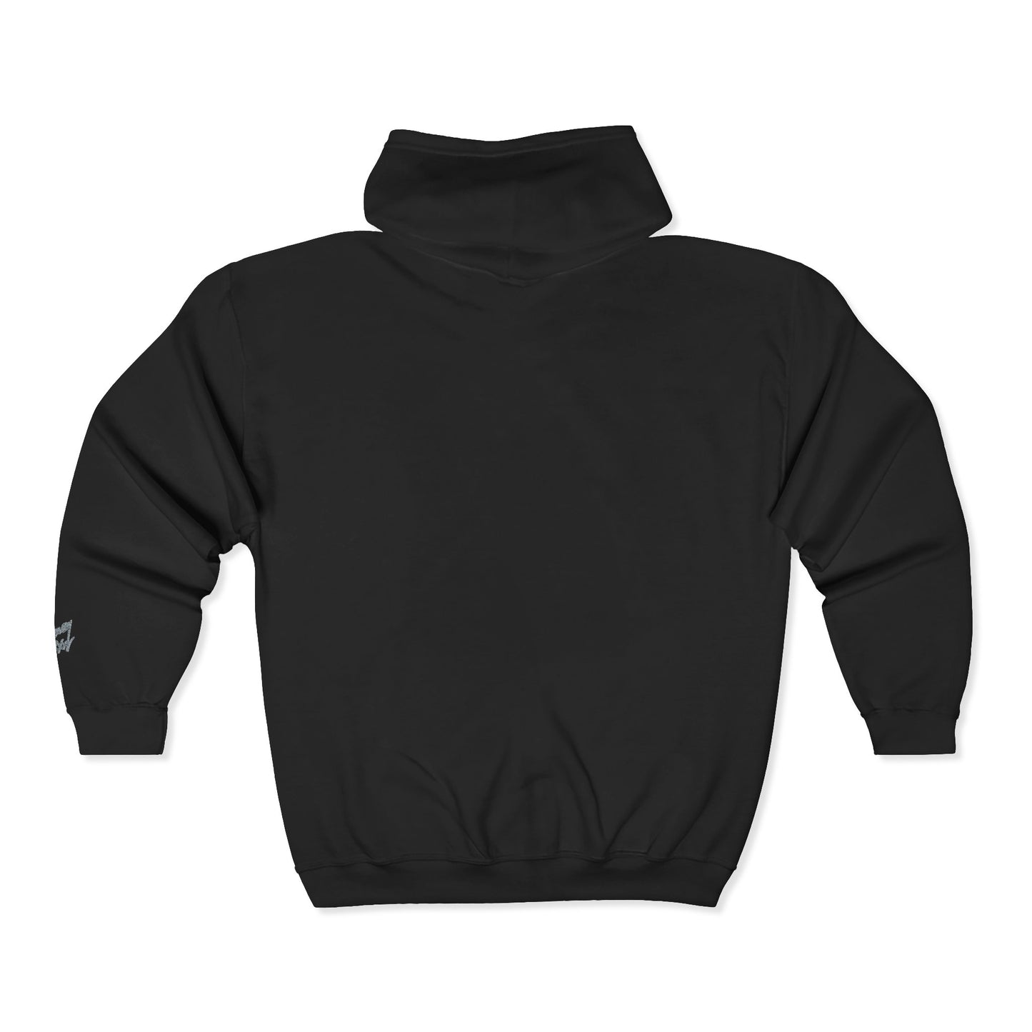 White Zip Hoodie with Small Floral Skull Chest & Sleeve Graphic