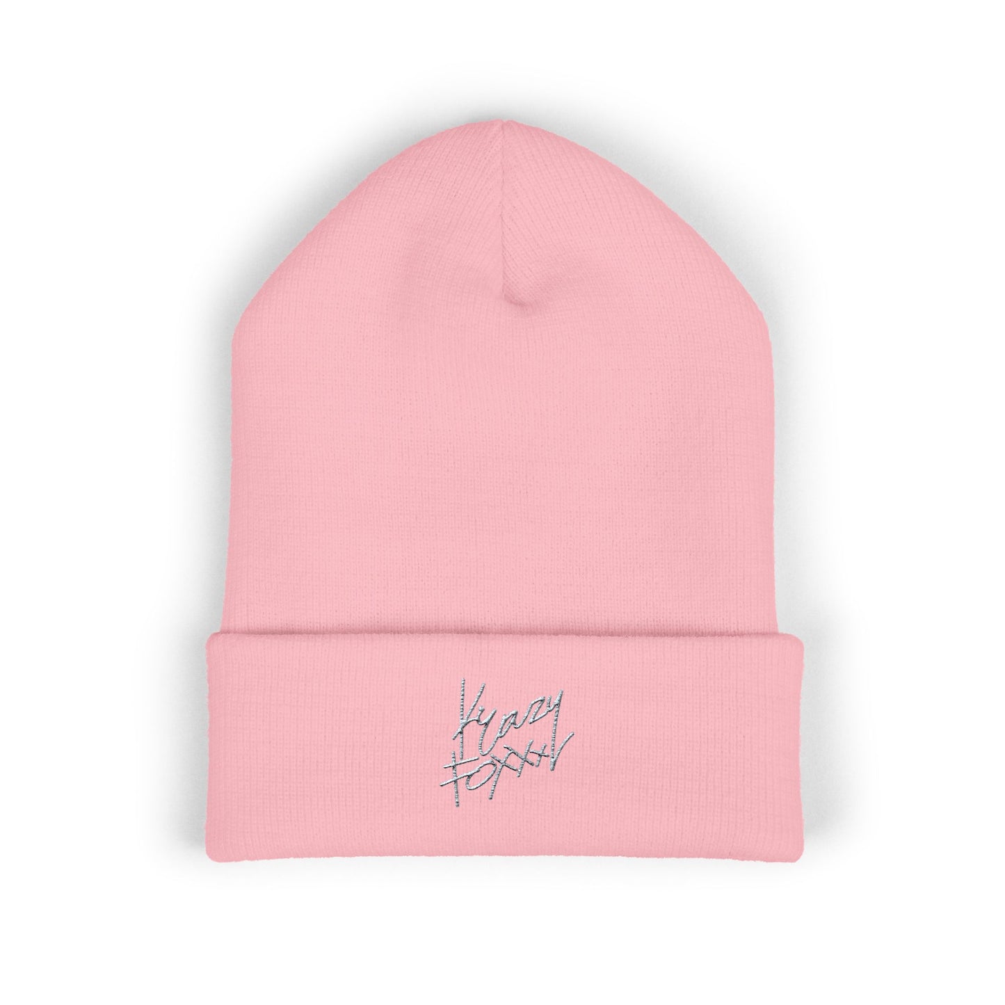Pink Embroidered Beanie Hat, Cozy Knit Cap, Winter Accessory, Gift for Her, Cute Beanie for Teens, Stylish Cold Weather Wear