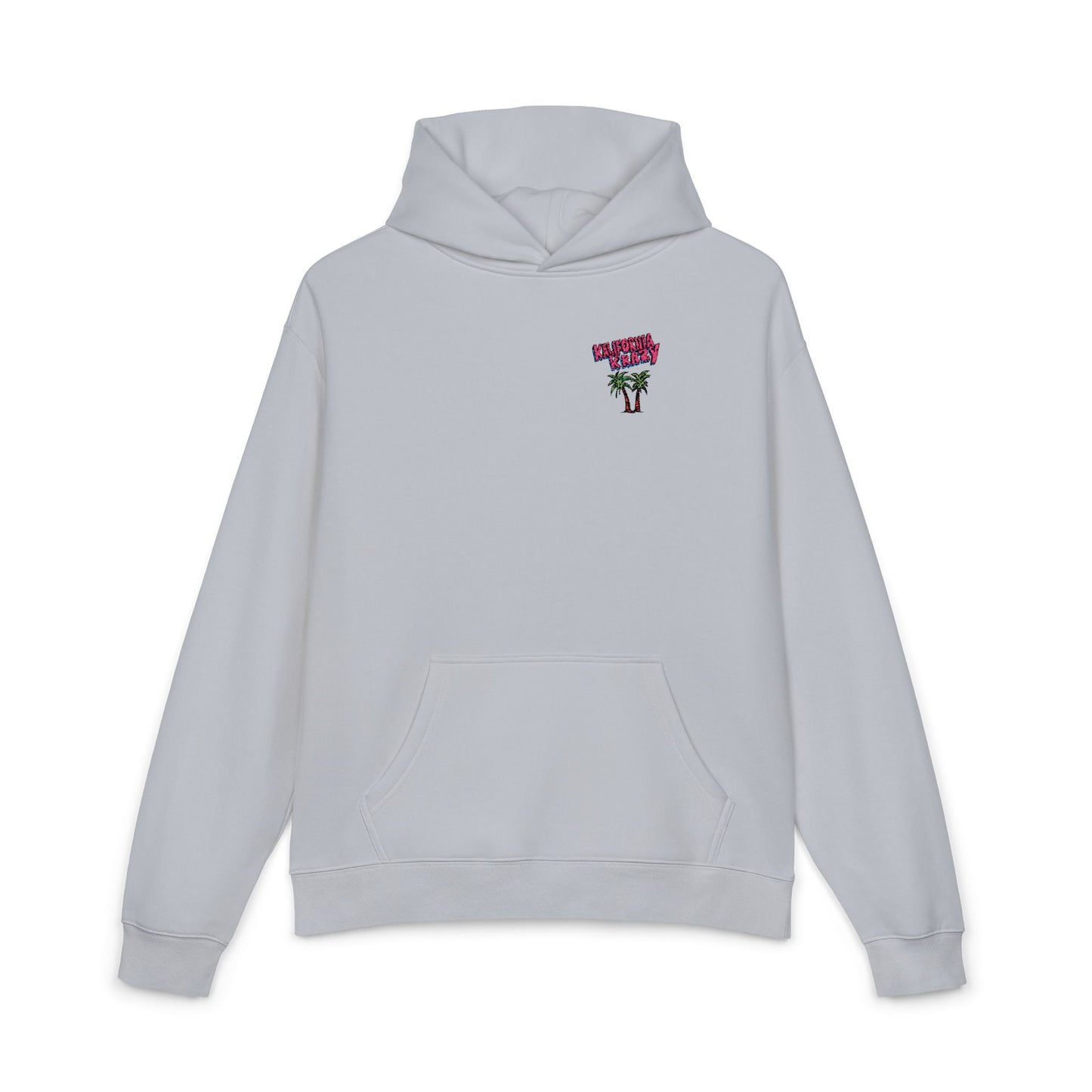 Relaxed Hoodie — Pink Floral Heart Chest Logo Hoodie