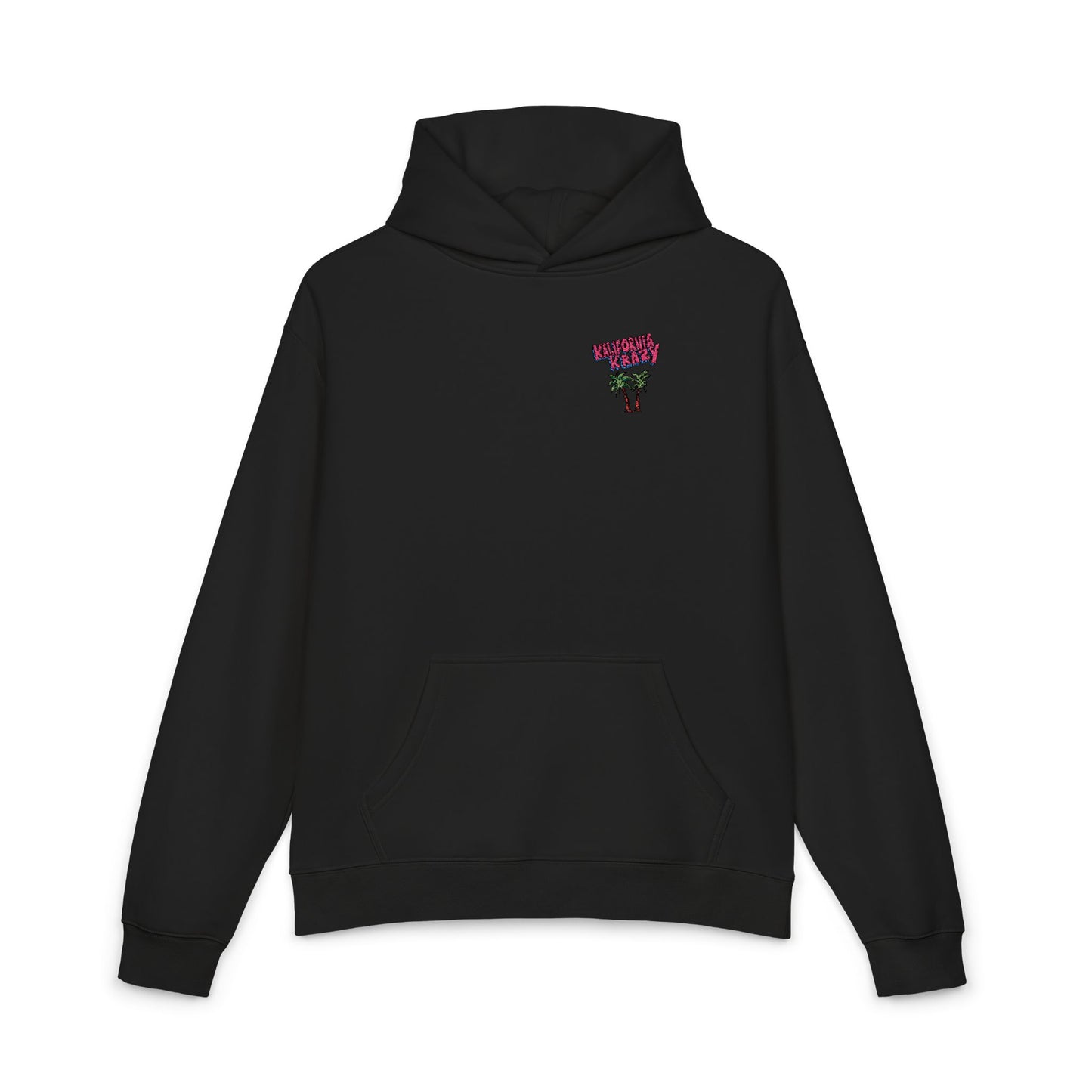 Relaxed Hoodie — Pink Floral Heart Chest Logo Hoodie