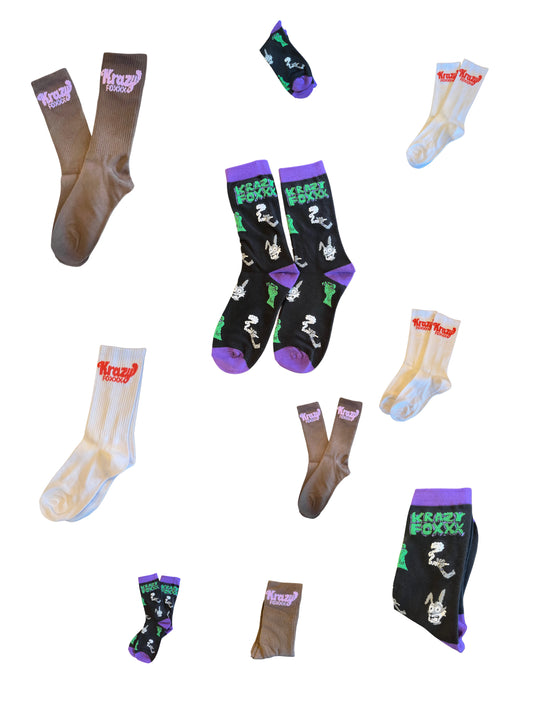 3Pack Krazy Foxxx Socks Plus one FREE Pair =4 pack